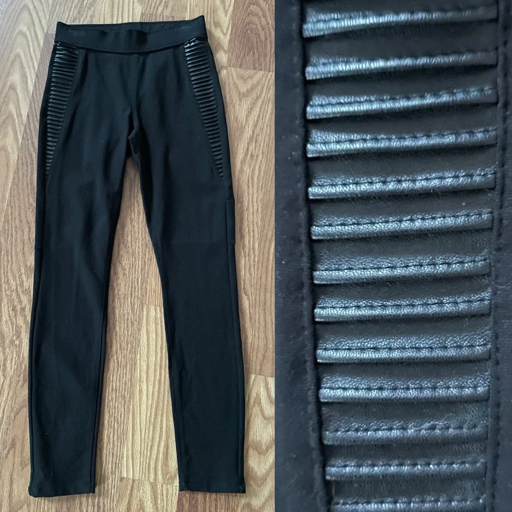 BAR III Faux Leather Trimmed Skinny Leg Pants Size Small